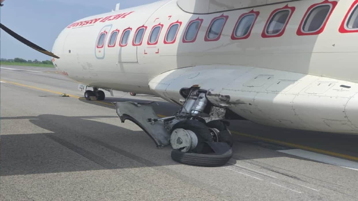 Plane wheel bursts during landing: Plane drags on runway, pilot's presence of mind saves 60 passengers
