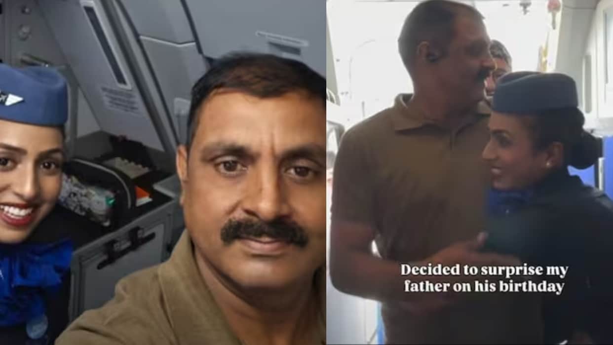 Flight Attendant Surprises Father On His Birthday Mid-Flight Wins Hearts Online