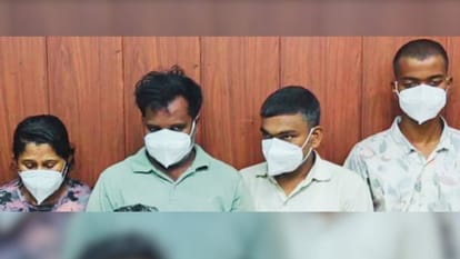 पुलिस की गिरफ्त में चार आरोपी।