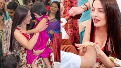 After Kriti Sanon now Celina Jaitly trolled over deep-neck outfit at rakshabandhan event