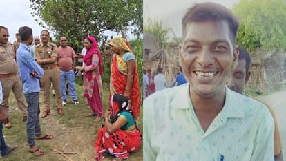 मृतक के परिजनों से पूछताछ करते पुलिस अधिकारी