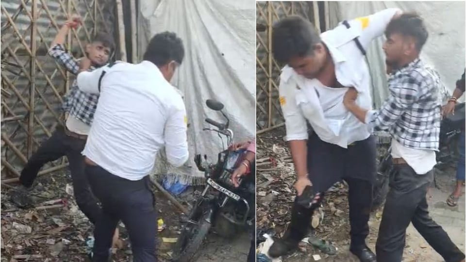 यूपी के यातायात पुलिसकर्मी की पिटाई