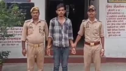 पुलिस की गिरफ्त में बदमाश।