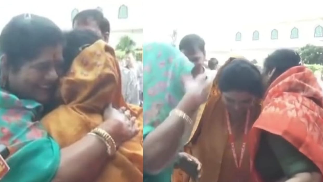 BJP Working Committee: Imarti Devi hugged Minister Krishna Gaur and said, "May Ramraja Sarkar make you the CM!