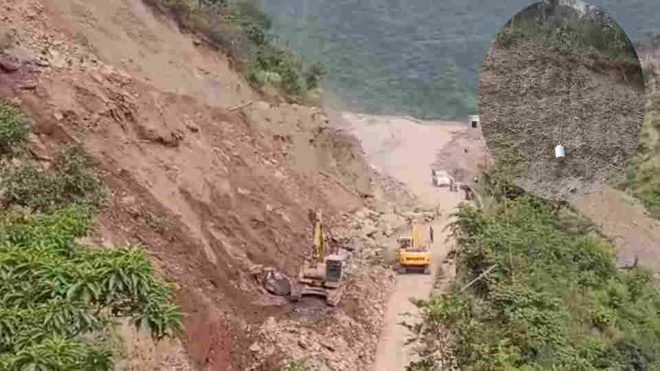 Yamunotri Highway Subsiding road halts connectivity for 27 villages  milk drums transported