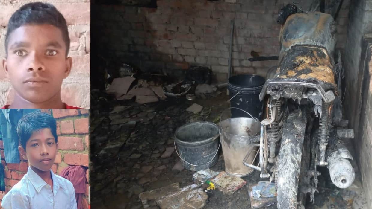 Fire caused by cylinder leak bike fuel tank explodes two friends died in jaunpur
