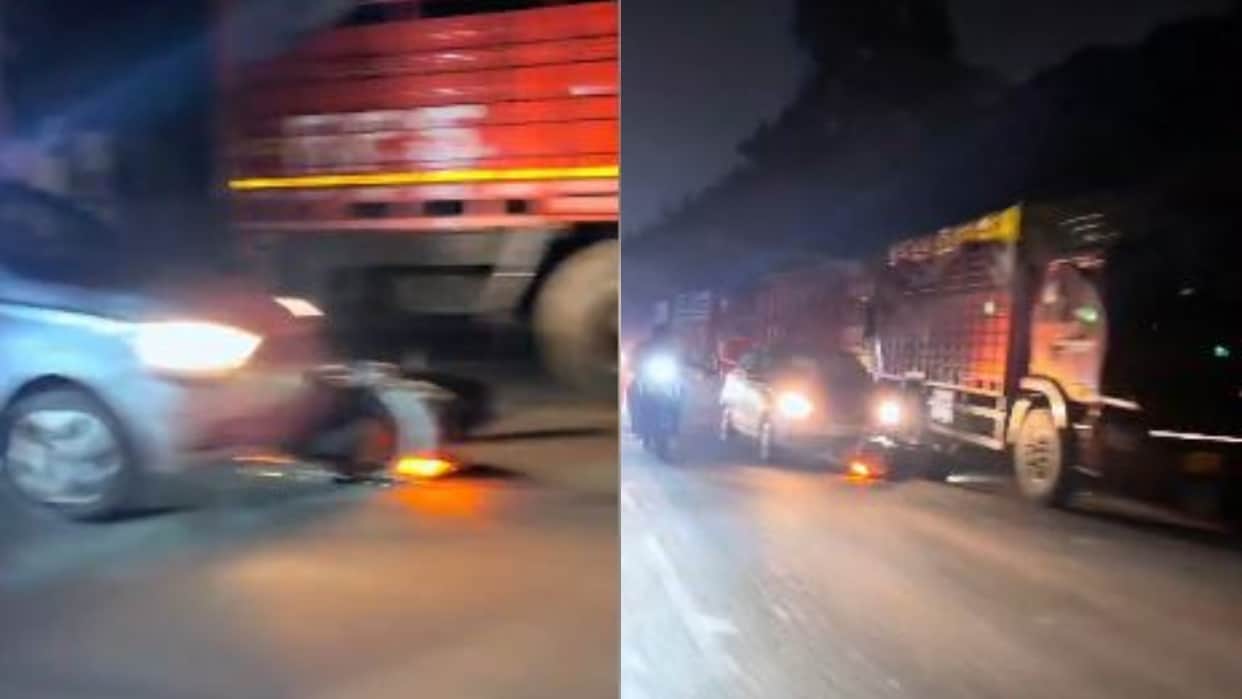 car drags scooter for two kilometers video goes viral in Bareilly