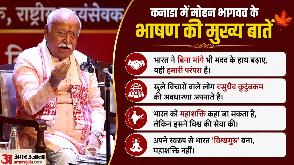 भागवत का कनाडा दौरा: 'जरूरतमंदों की मदद भारत की परंपरा'; संघ प्रमुख महाशक्ति और विश्वगुरु अवधारणा पर भी बोले?