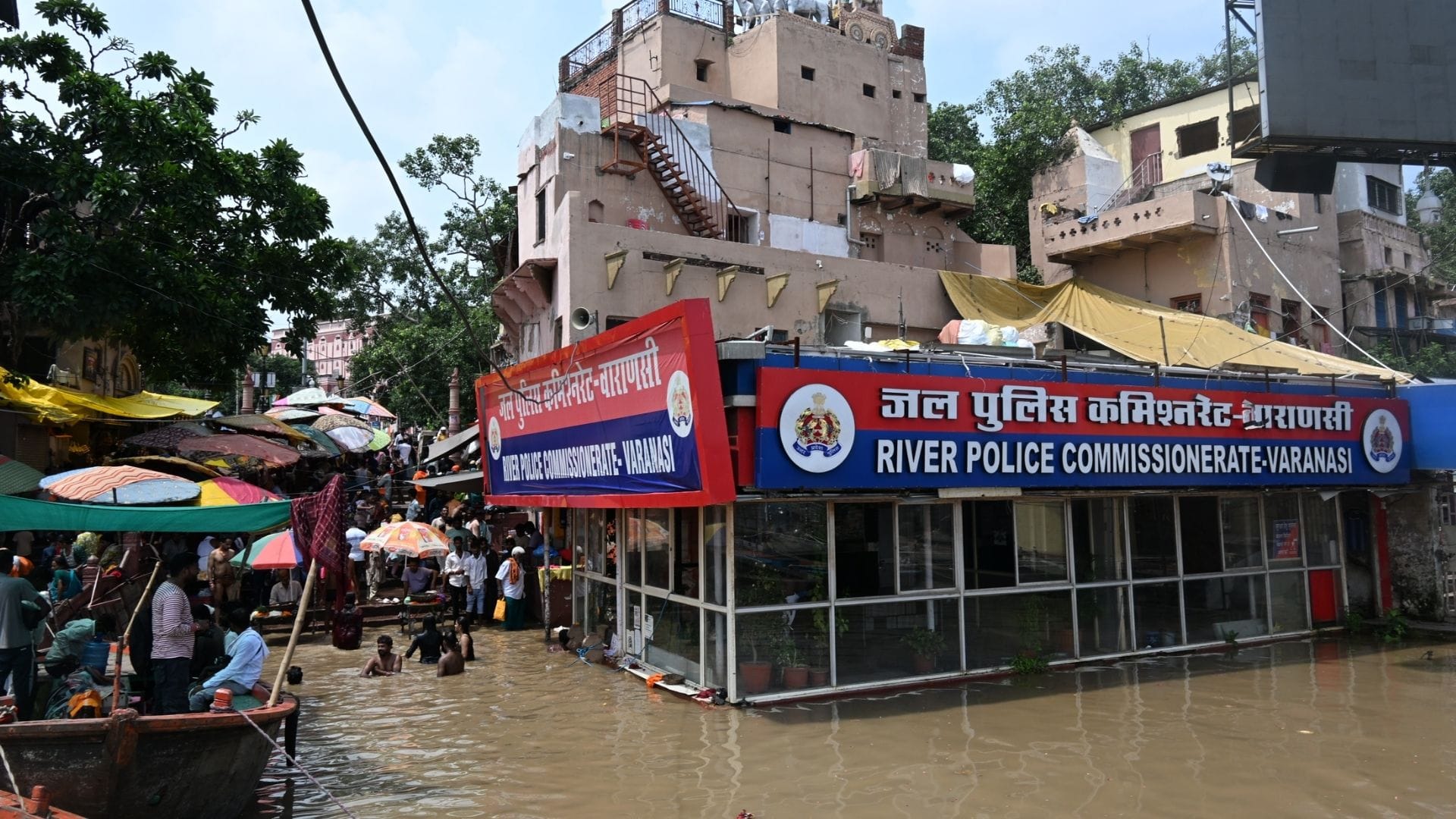 Floods in Varanasi Boats start in Manikarnika water enters alleys via old Assi Ghat route