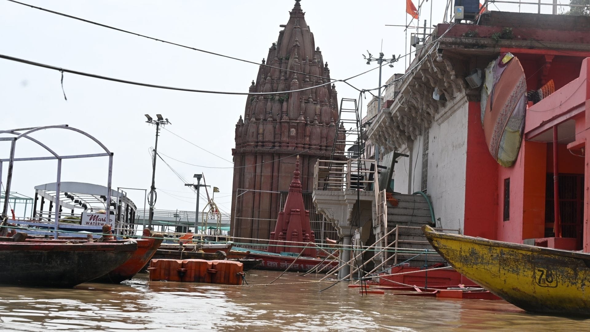 Floods in Varanasi Boats start in Manikarnika water enters alleys via old Assi Ghat route