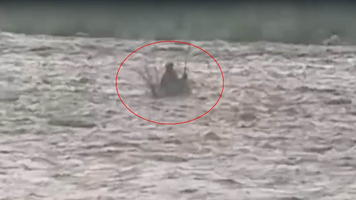 Two people stranded in the middle of the river at Burma Papri; helicopter summoned for rescue.
