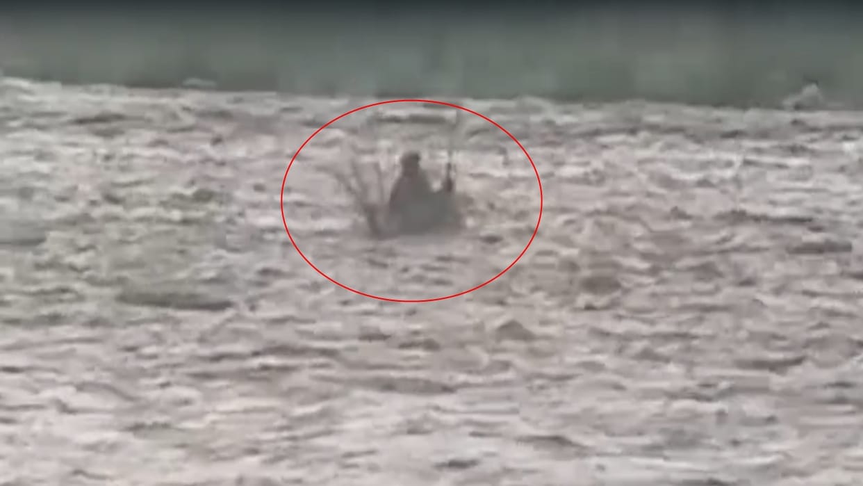 Two people stranded in the middle of the river at Burma Papri; helicopter summoned for rescue.