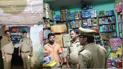 बांसगांव पुलिस जांच करते हुए. पटाखों के भंडारण की पूछताछ करती पुलिस
