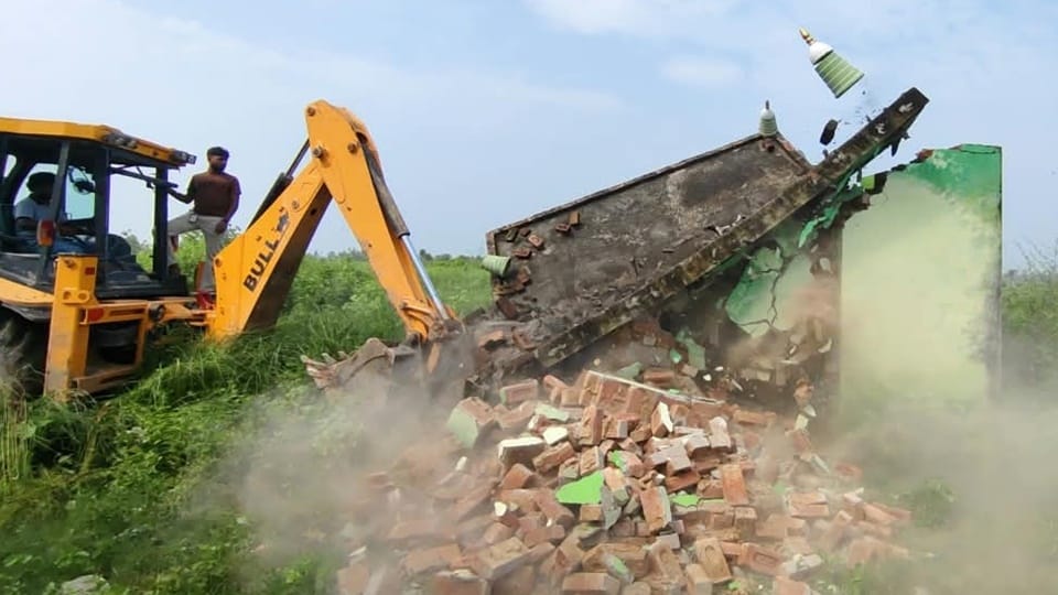 Bulldozer action in Sambhal: Illegal shrine built on pasture land demolished