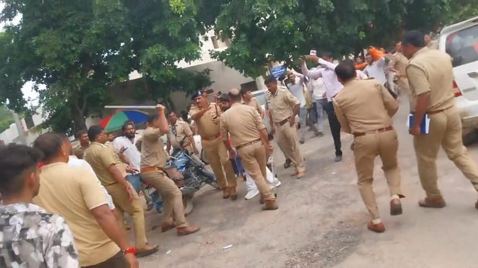ACP Tried to Stop Him, Inspector Kept Using the Baton! See the Full Etmadpur Protest Clash in Pictures