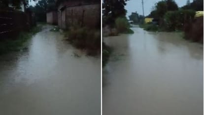 Sharda River water enters Chandiya Hazara village Flood situation in Pilibhit