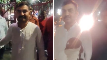 कोतवाली से बाहर निकलते सपा नेता।