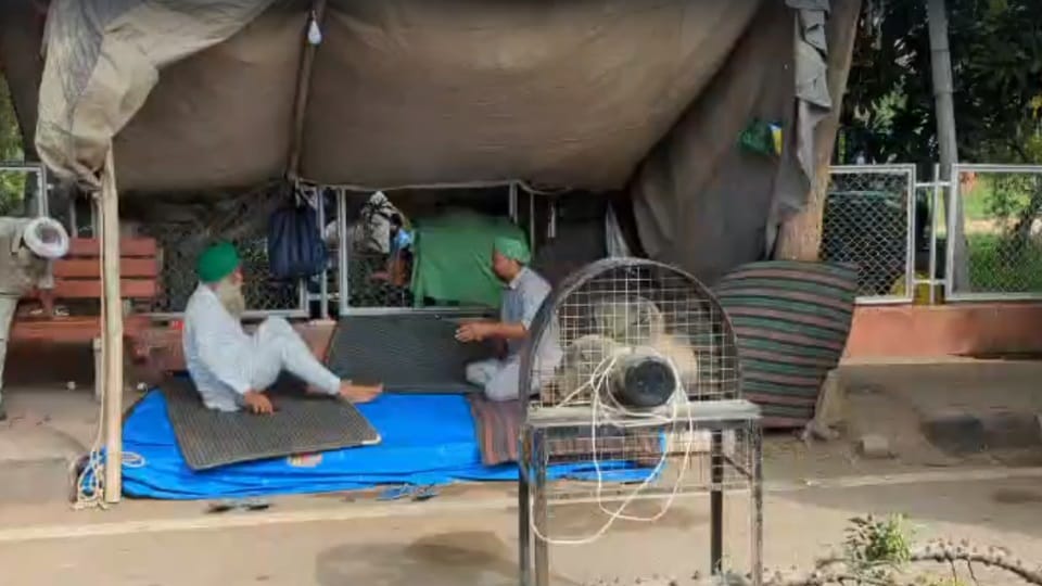 Farmers protest in Mohali Spent night sleeping on ground blocked road after power cut