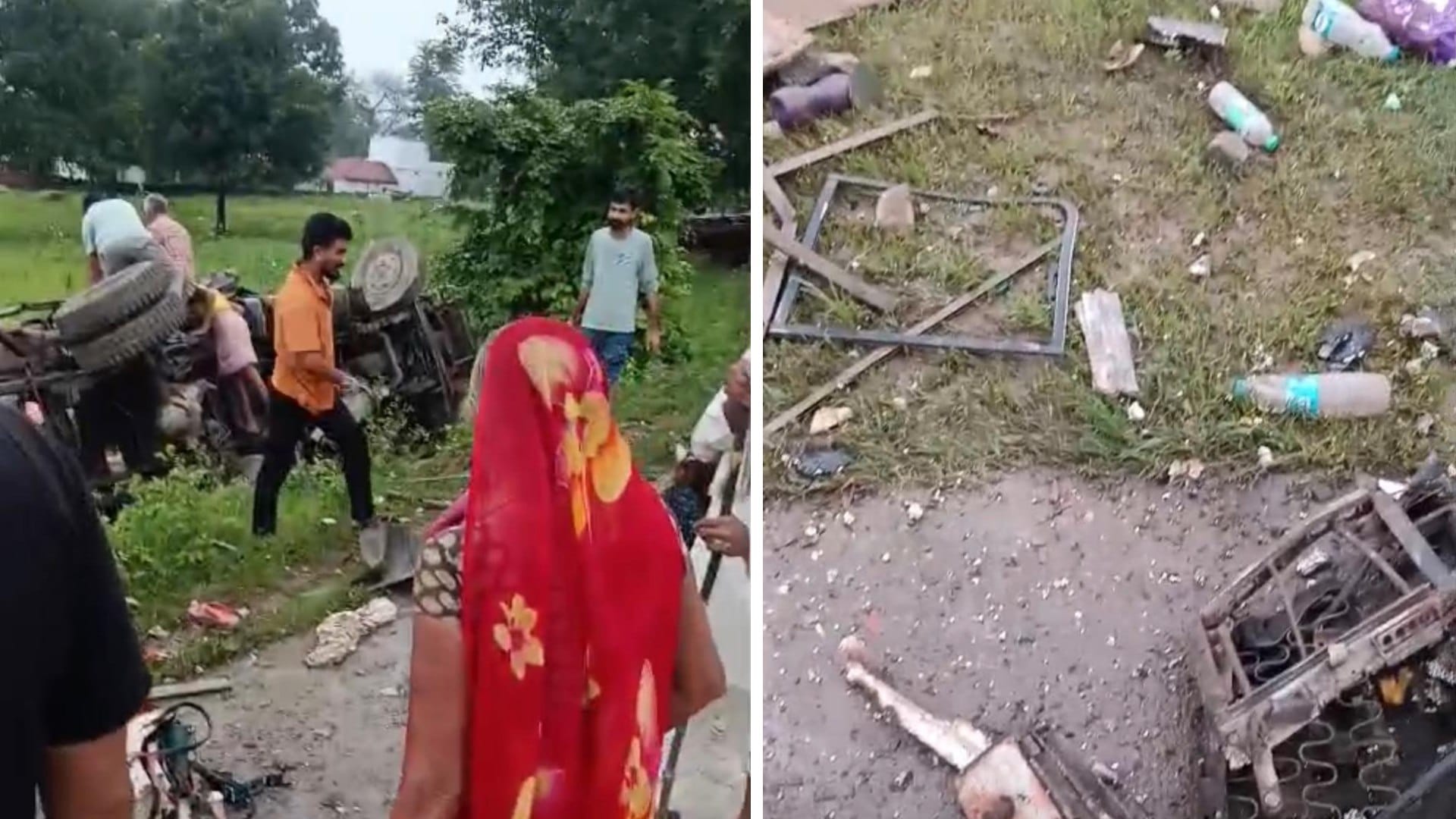 rewa sidhi bus bulker accident deaths injured rescue operation mp accident photos
