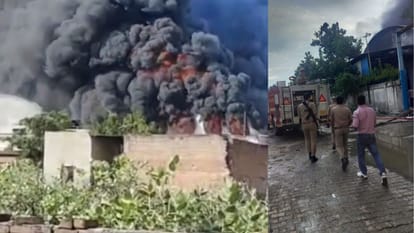 हापुड़ में गद्दा फैक्टरी में लगी भीषण आग