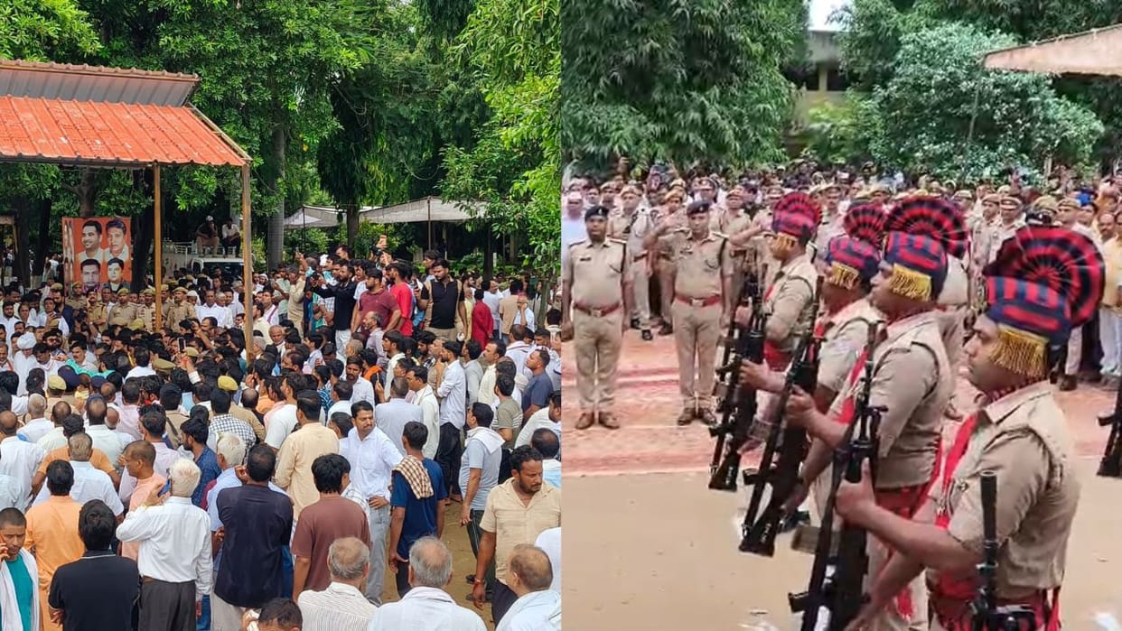 Son Kush lit funeral pyre of MLA Anil Sharma in Bulandshahr