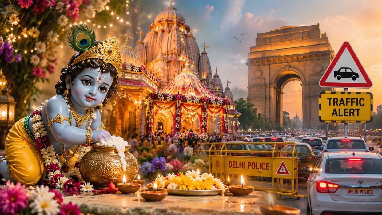 Krishna Leela scenes displayed using AI and 3D technology on Janmashtami traffic diversions on several routes