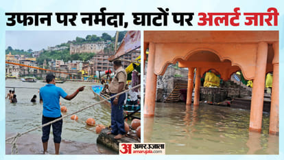 ओंकारेश्वर में नर्मदा नदी का जलस्तर बढ़ा