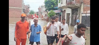 Pandu River Water Level Rises in Pipori Bihari Purwa, NDRF and DM Inspect Rescue Operations