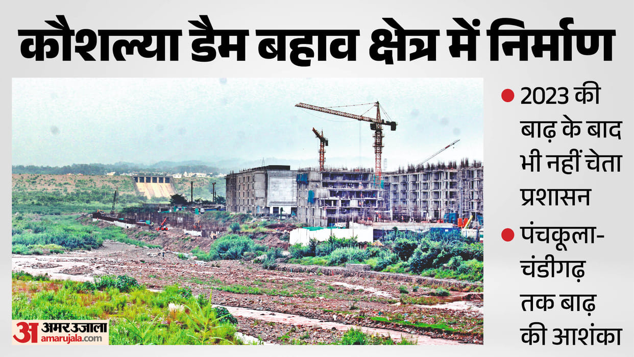 Multi-storey buildings coming up in front of Kaushalya Dam's floodgates Panchkula