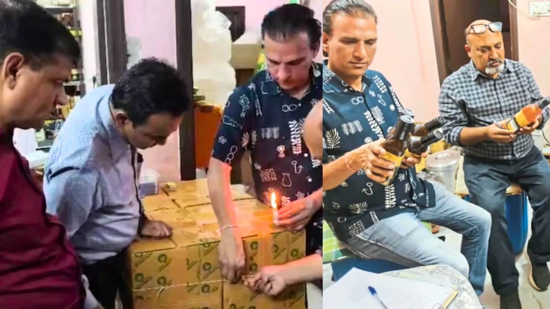 तेल की जांच करती हुई खाद्य सुरक्षा टीम