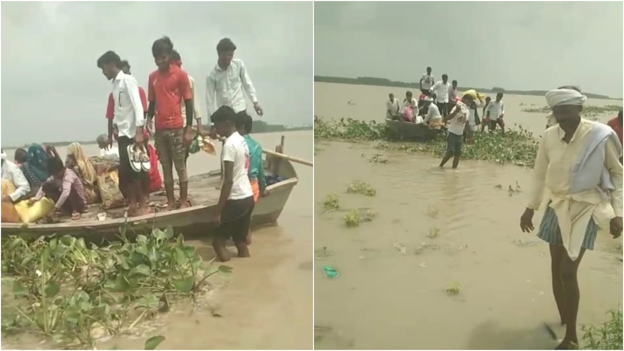 Floods in Badaun Roads submerged due to rising water levels in the Ramganga River