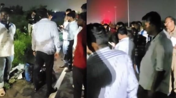 Kanpur Out of control car plunges into water filled ditch three lives saved after breaking the window