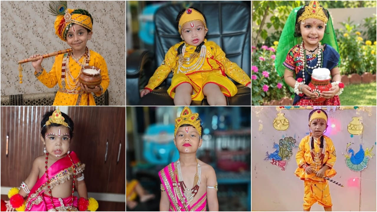 Children dressed as Radha and Krishna for Janmashtami see photos on Amar Ujala