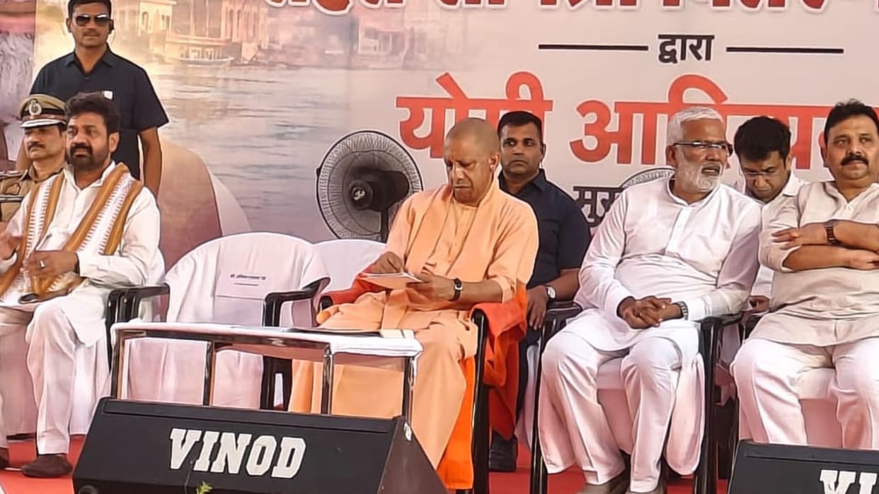 CM Yogi visits flood relief camp Meets people issues strict instructions officials reviews arrangements