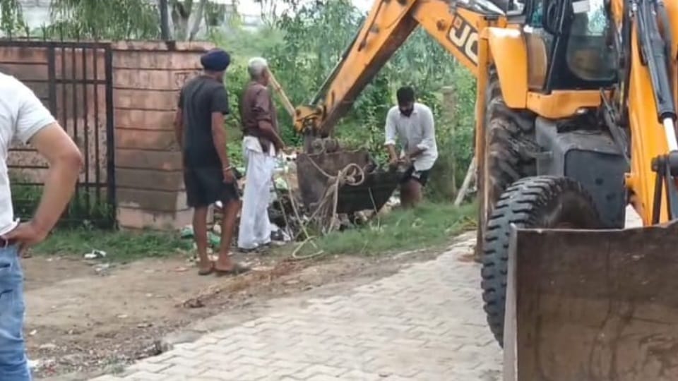 Cow dies after falling into open drain in Lalru Five foot deep drain was uncovered