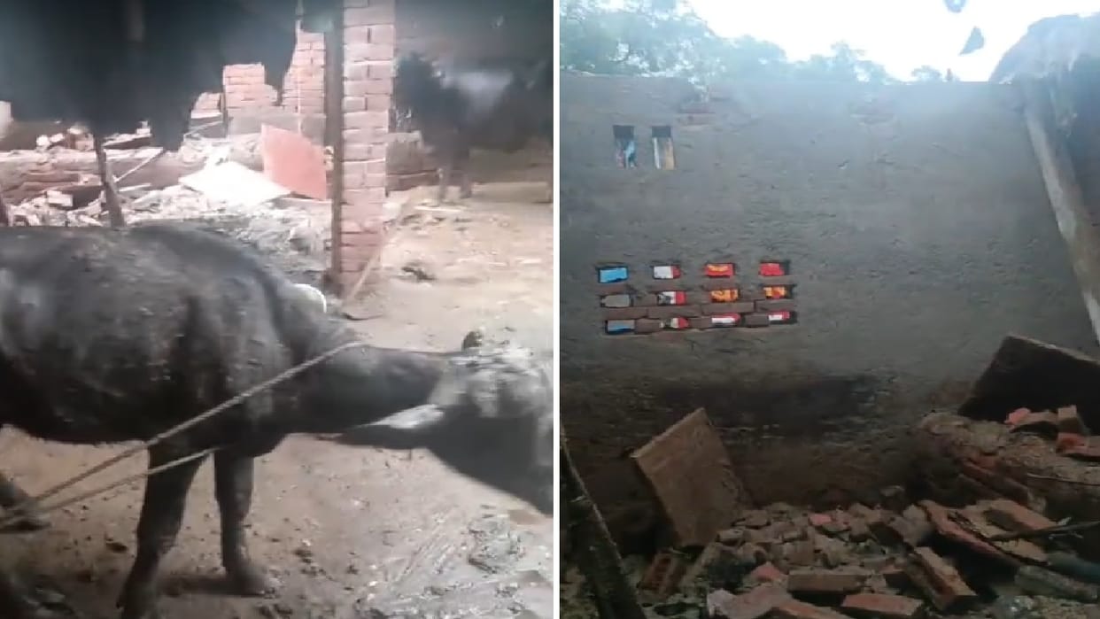 House roof collapses after rain people have a narrow escape