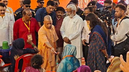 CM Yogi in Chitrakoot Distributed relief supplies after aerial survey stated thatgovernment stands with people