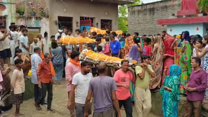 Heart-wrenching: Funeral processions for a father and his three daughters leave from the same courtyard