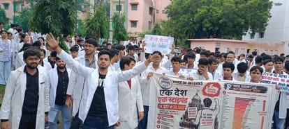 इंटर्न डॉक्टरों का प्रदर्शन