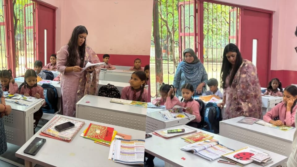 District Magistrate conducted a surprise inspection of the primary school in Mathurapur