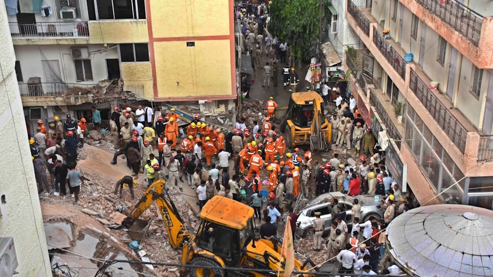 Delhi Building Collapse New CCTV footage of the Satya Niketan incident has surfaced