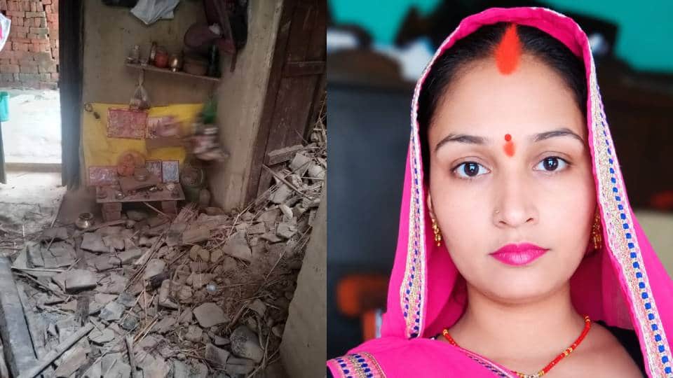woman died after being buried under debris when parapet of mud house collapsed In Sultanpur son was injured
