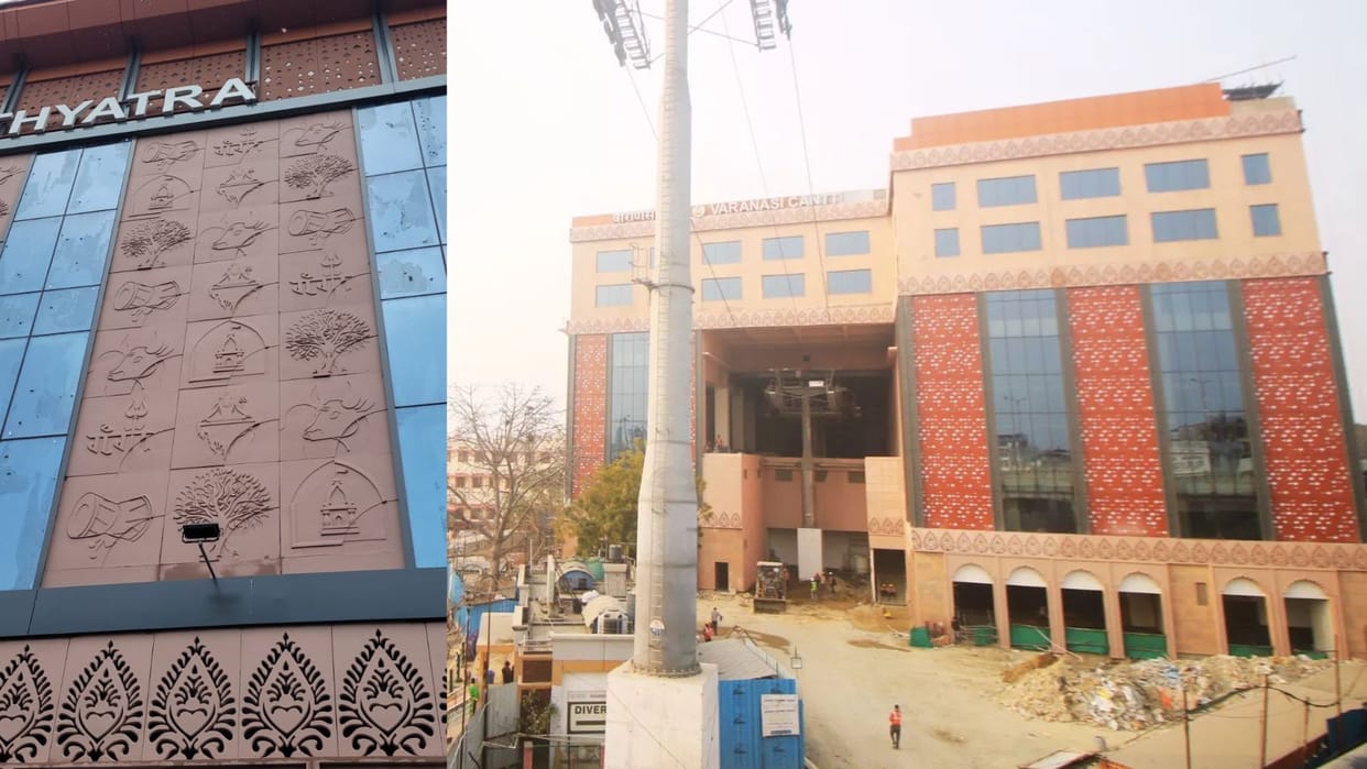 Kashi ropeway adorned with motifs of cow Ganga trident and damru stations to showcase glimpses of heritage