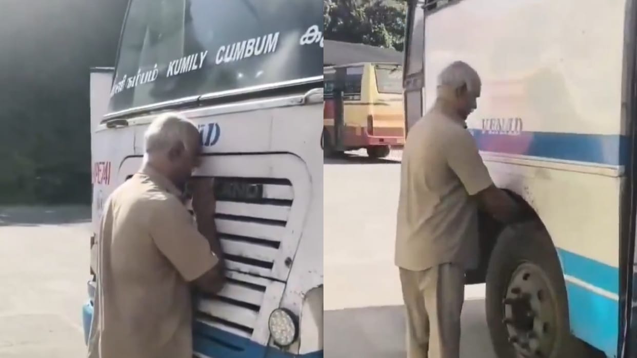 Kissed Steering Wheel Saluted Vehicle Ksrtc Driver Emotional Farewel Paul Kurian Paid Respect To His Bus