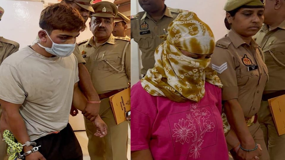 गिरफ्तार जिम ट्रेनर और उसकी पत्नी।