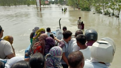 Bijnor: State highway closed, floodwaters inundate access roads to nine villages; children unable to attend sc