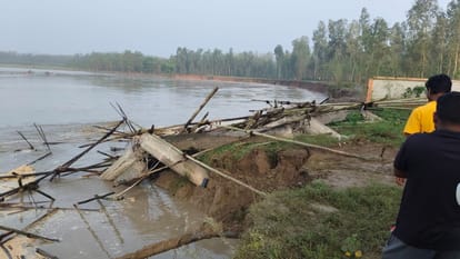 Jal Jeevan Mission water tank collapses into Kichha River in Bareilly
