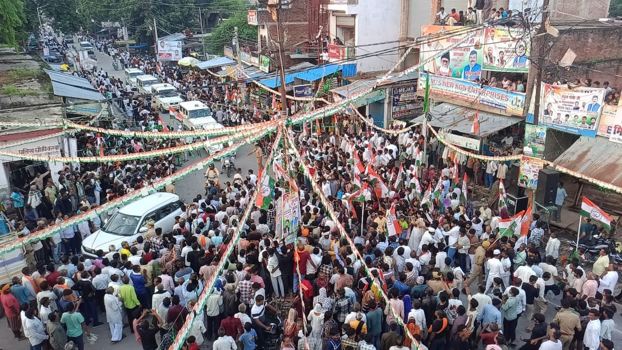 Congress leader Rahul Gandhi in Raebareli for two days visit.