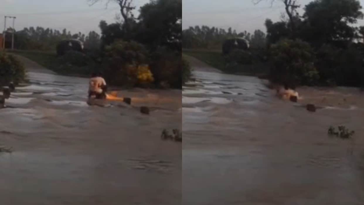 Three youths swept away in a river along with their bike in Bareilly