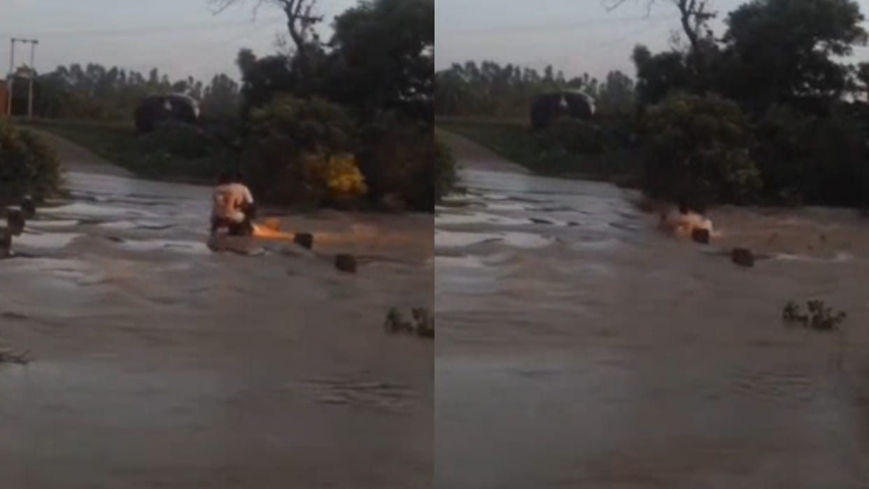 Three youths swept away in a river along with their bike in Bareilly